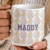 Mug Aquarelle arc-en-ciel ananas Tropical Monogrammé