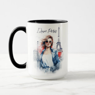 Mug Aquarelle Art J'aime Paris Tour Eiffel Travel