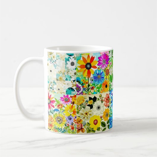 Mug Aquarelle Art Patchwork Floral Fleurs (Gauche)