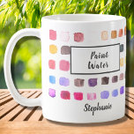 Mug Aquarelle Artiste Nom Peinture Eau colorée<br><div class="desc">Cette tasse est décorée d'un motif couleur aquarelle coloré. Les mots Paint Water sont ajoutés et une version Not Paint Water est également dans mon magasin. Parfait pour un artiste ou quelqu'un qui aime peindre. Personnalisez-le avec votre nom ou monogramme. En créant notre oeuvre, vous ne trouverez pas cette image...</div>