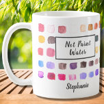 Mug Aquarelle Artiste Nom personnalisé Pas Peindre Eau<br><div class="desc">Cette tasse est décorée d'un motif couleur aquarelle coloré. Les mots "Not Paint Water" sont ajoutés et une version "Paint Water" est également dans mon magasin. Parfait pour un artiste ou quelqu'un qui aime peindre. Personnalisez-le avec votre nom ou monogramme. En créant notre oeuvre, vous ne trouverez pas cette image...</div>