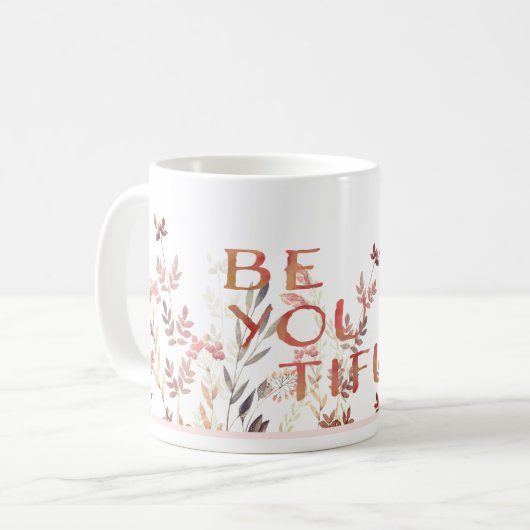 Mug Aquarelle automnale Florale Sois toi (Devant gauche)