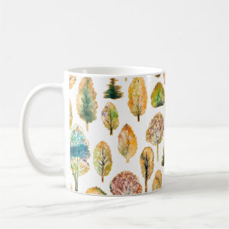 Mug Aquarelle automne arbres, motif sans soudure.