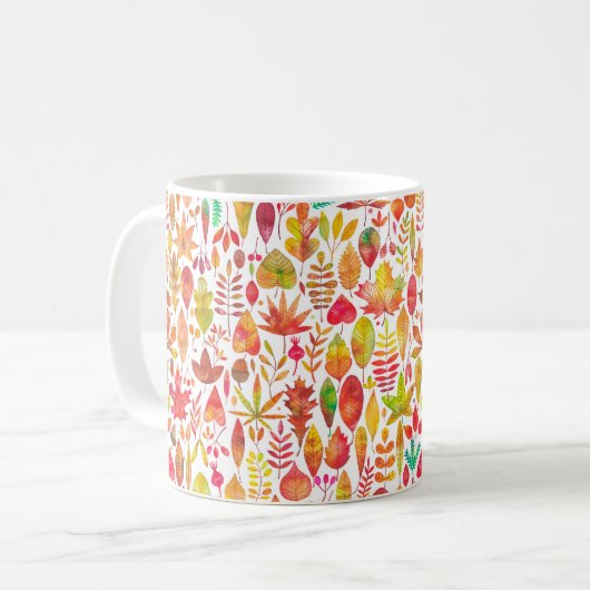 Mug Aquarelle automne automne automne feuilles sans co (Devant gauche)