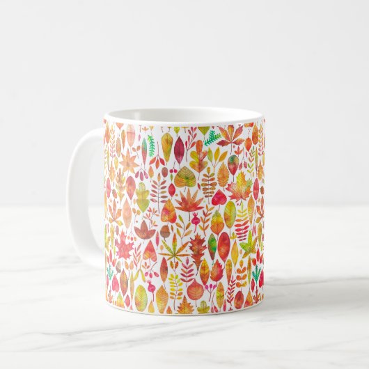 Mug Aquarelle automne automne automne feuilles sans co (Devant gauche)