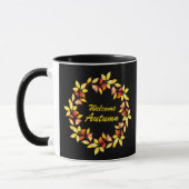 Mug Aquarelle Automne Automne Feuilles Noir (Gauche)
