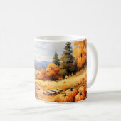 Mug Aquarelle Automne Citrouille de route en chute Feu (Devant droit)