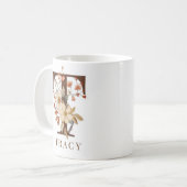 Mug Aquarelle Automne Floral Initiale T (Devant gauche)