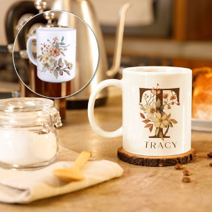 Mug Aquarelle Automne Floral Initiale T