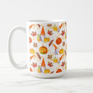 Mug Aquarelle Automne Gnomes, Citrouille Et Feuille