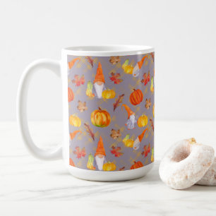 Mug Aquarelle Automne Gnomes, Citrouille Et Feuille