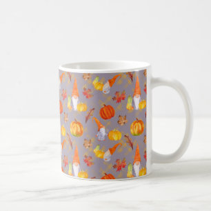 Mug Aquarelle Automne Gnomes, Citrouille Et Feuille