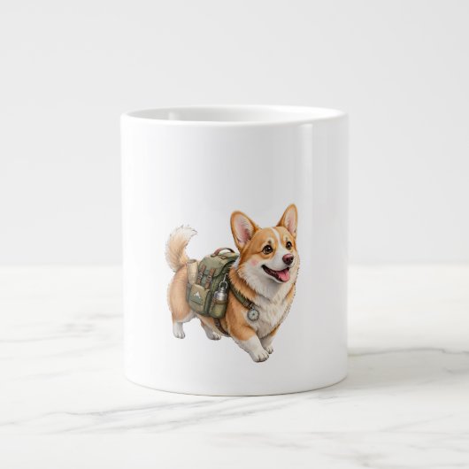Mug aquarelle Aventure de randonnée Corgi (Devant)