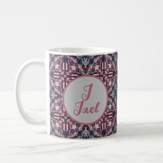 Mug Aquarelle Azulejo rose espagnol personnalisé (Gauche)