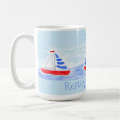 Mug Aquarelle Bateaux à voile Repose Plage Place (Gauche)