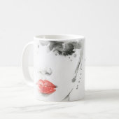 Mug Aquarelle Beauté : Illustration de portrait fémini (Devant gauche)
