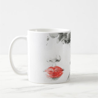 Mug Aquarelle Beauté : Illustration de portrait fémini