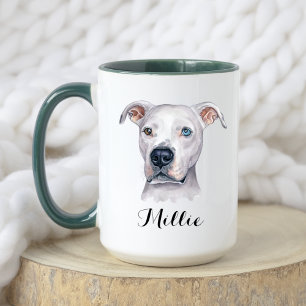 Mug Aquarelle blanc américain Pitbull Pittie Fun Faits