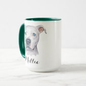 Mug Aquarelle blanc américain Pitbull Pittie Fun Faits (Devant gauche)