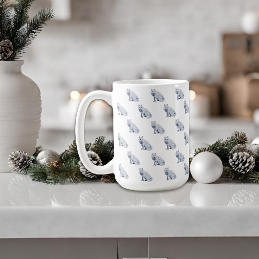 Mug Aquarelle Blanc Arctic Fox Motif de Noël
