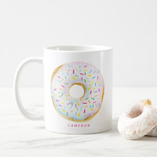 Mug Aquarelle Blanc Chocolat Saupoudrer Donut
