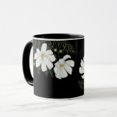 Mug Aquarelle Blanc Cosmos Fleurs Peinture Botanique (Devant gauche)