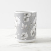 Mug Aquarelle blanc orchidée sur gris | (Centre)