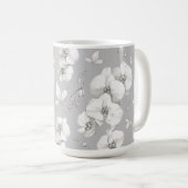Mug Aquarelle blanc orchidée sur gris | (Devant droit)