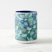 Mug Aquarelle blanche moderne bleu vert cerisier (Centre)