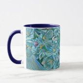 Mug Aquarelle blanche moderne bleu vert cerisier (Gauche)