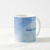 Mug Aquarelle bleu & blanc sur mesure (Devant droit)