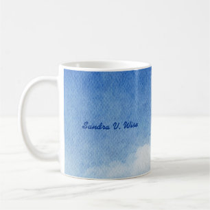 Mug Aquarelle bleu & blanc sur mesure