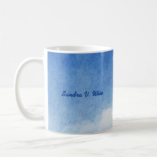 Mug Aquarelle bleu & blanc sur mesure (Gauche)