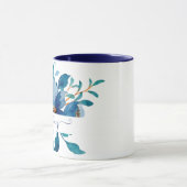 Mug Aquarelle bleu clair florale personnalisée (Centre)