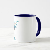 Mug Aquarelle bleu clair florale personnalisée (Devant droit)