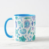 Mug Aquarelle bleu côtier Coques de mer et Starfish (Gauche)