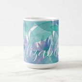 Mug Aquarelle bleu des Caraïbes vert Monogramme (Centre)