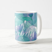 Mug Aquarelle bleu des Caraïbes vert Monogramme (Devant droit)