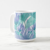 Mug Aquarelle bleu des Caraïbes vert Monogramme (Devant gauche)