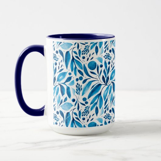 Mug Aquarelle bleu et blanc Botanique (Gauche)