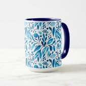 Mug Aquarelle bleu et blanc Botanique (Devant droit)