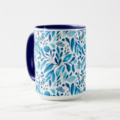 Mug Aquarelle bleu et blanc Botanique (Devant gauche)