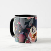 Mug Aquarelle bleu foncé et rose pâle Chic floral (Devant gauche)