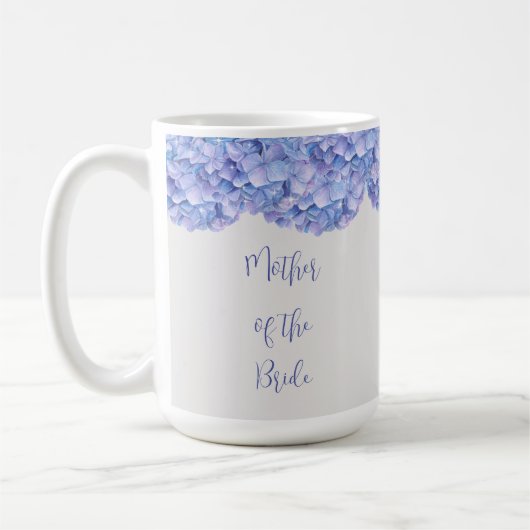 Mug Aquarelle Bleu Hydrangée Mère de la Mariée (Gauche)