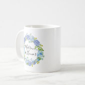 Mug Aquarelle Bleu Hydrangées couronne de couronne (Devant gauche)