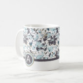 Mug Aquarelle bleu monogramme Floral (Devant gauche)