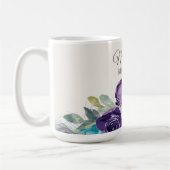 Mug Aquarelle bleu pourpre Floral Anniversaire Favoris (Gauche)