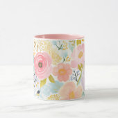 Mug Aquarelle bleu rose pastel Floral Botanique (Centre)