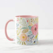 Mug Aquarelle bleu rose pastel Floral Botanique (Gauche)