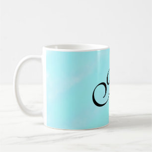 Mug Aquarelle bleu vert monogramme ajouter le pastel l
